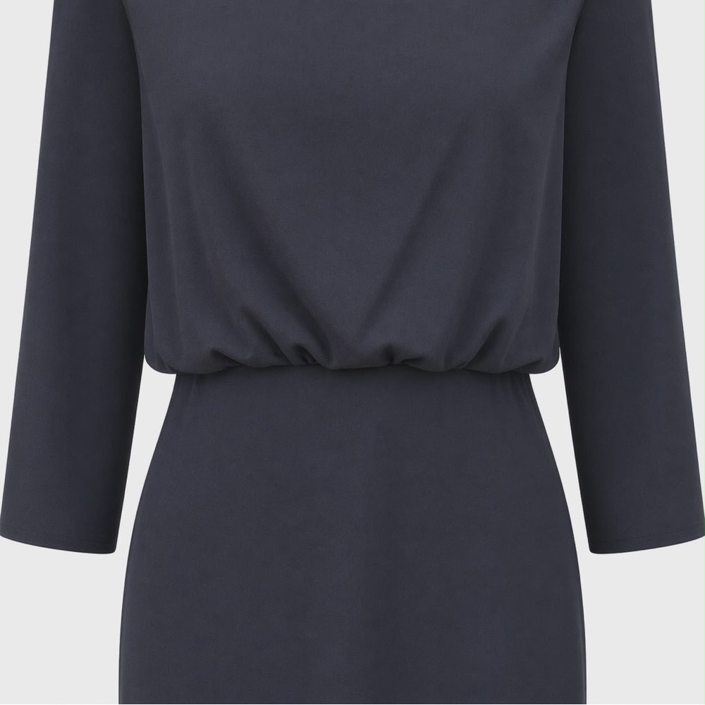 NWT Size 10. 10 Badgley Mischka Navy Minimalistic V-Back Column Gown - Picture 7 of 12